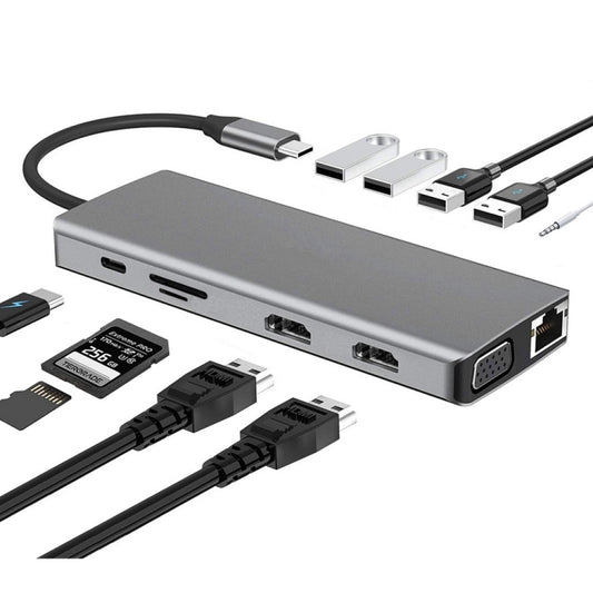 WS-04 12-in-1 Type-C Notebook Multi-function Docking Station, 12 in 1