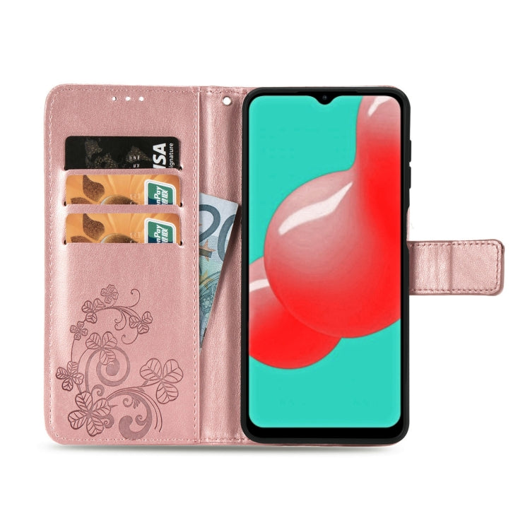 Four-leaf Clasp Embossed Buckle Mobile Phone Protection Leather Case with Lanyard & Card Slot & Wallet & Bracket Function, For Samsung Galaxy A32 4G, For Samsung Galaxy A22 5G, For Samsung Galaxy A22 4G, For OPPO F19, For LG Stylo 7 4G