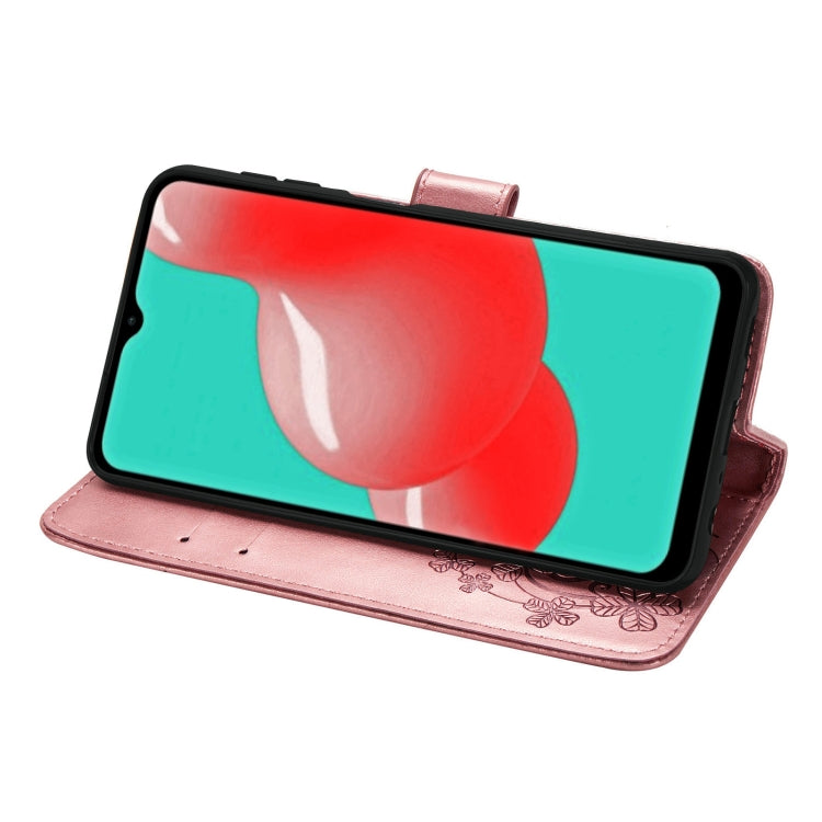 Four-leaf Clasp Embossed Buckle Mobile Phone Protection Leather Case with Lanyard & Card Slot & Wallet & Bracket Function, For Samsung Galaxy A32 4G, For Samsung Galaxy A22 5G, For Samsung Galaxy A22 4G, For OPPO F19, For LG Stylo 7 4G