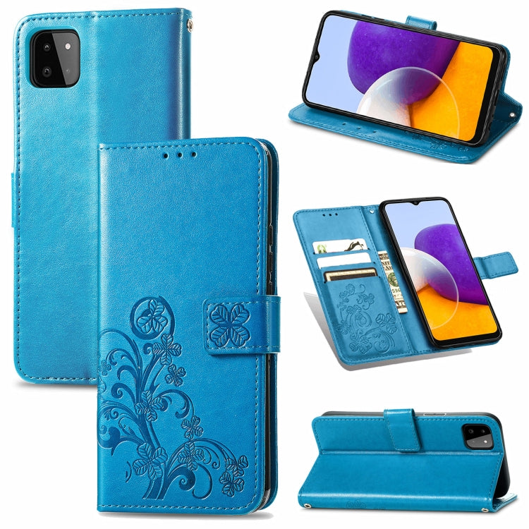 Four-leaf Clasp Embossed Buckle Mobile Phone Protection Leather Case with Lanyard & Card Slot & Wallet & Bracket Function, For Samsung Galaxy A32 4G, For Samsung Galaxy A22 5G, For Samsung Galaxy A22 4G, For OPPO F19, For LG Stylo 7 4G