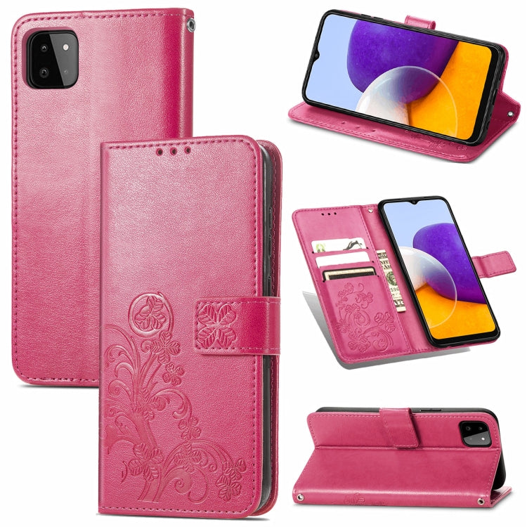 Four-leaf Clasp Embossed Buckle Mobile Phone Protection Leather Case with Lanyard & Card Slot & Wallet & Bracket Function, For Samsung Galaxy A32 4G, For Samsung Galaxy A22 5G, For Samsung Galaxy A22 4G, For OPPO F19, For LG Stylo 7 4G