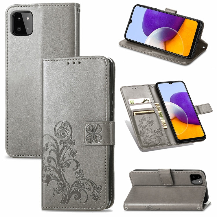 Four-leaf Clasp Embossed Buckle Mobile Phone Protection Leather Case with Lanyard & Card Slot & Wallet & Bracket Function, For Samsung Galaxy A32 4G, For Samsung Galaxy A22 5G, For Samsung Galaxy A22 4G, For OPPO F19, For LG Stylo 7 4G