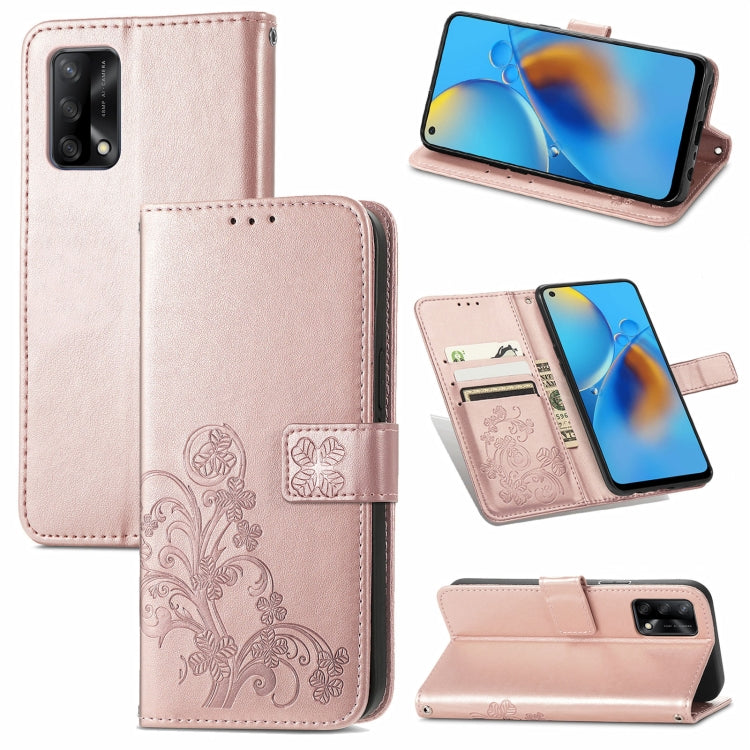 Four-leaf Clasp Embossed Buckle Mobile Phone Protection Leather Case with Lanyard & Card Slot & Wallet & Bracket Function, For Samsung Galaxy A32 4G, For Samsung Galaxy A22 5G, For Samsung Galaxy A22 4G, For OPPO F19, For LG Stylo 7 4G