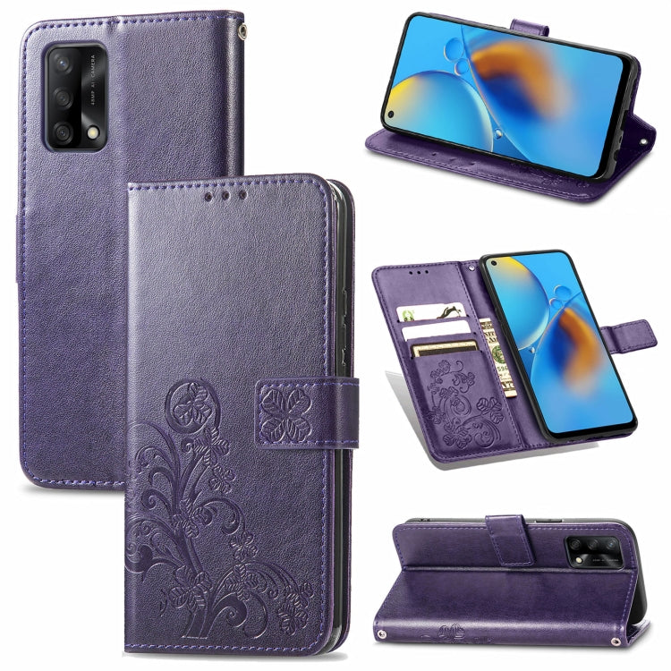 Four-leaf Clasp Embossed Buckle Mobile Phone Protection Leather Case with Lanyard & Card Slot & Wallet & Bracket Function, For Samsung Galaxy A32 4G, For Samsung Galaxy A22 5G, For Samsung Galaxy A22 4G, For OPPO F19, For LG Stylo 7 4G