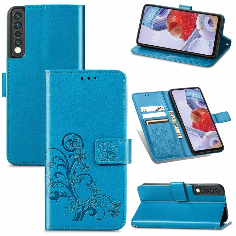 Four-leaf Clasp Embossed Buckle Mobile Phone Protection Leather Case with Lanyard & Card Slot & Wallet & Bracket Function, For Samsung Galaxy A32 4G, For Samsung Galaxy A22 5G, For Samsung Galaxy A22 4G, For OPPO F19, For LG Stylo 7 4G