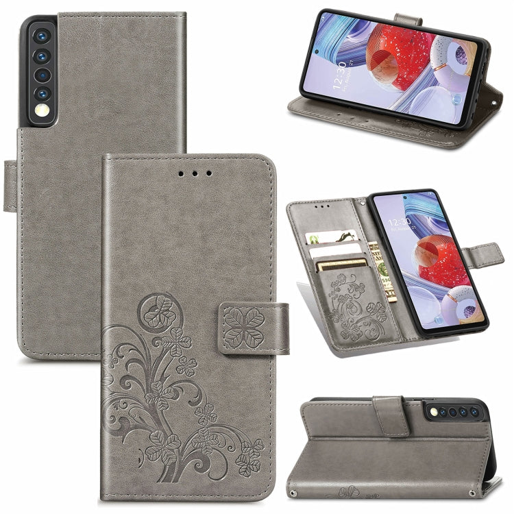 Four-leaf Clasp Embossed Buckle Mobile Phone Protection Leather Case with Lanyard & Card Slot & Wallet & Bracket Function, For Samsung Galaxy A32 4G, For Samsung Galaxy A22 5G, For Samsung Galaxy A22 4G, For OPPO F19, For LG Stylo 7 4G