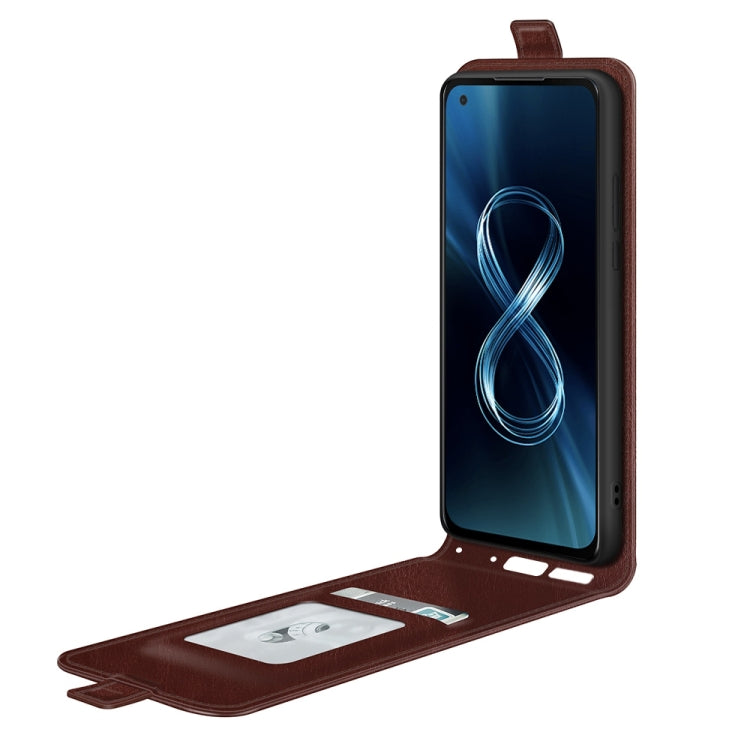 For Asus Zenfone 8 R64 Texture Single Vertical Flip Leather Protective Case with Card Slots & Photo Frame, For Asus Zenfone 8