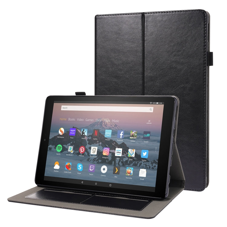 Business Horizontal Flip PU Leather Case with Two-Folding Holder & Card Slots & Pen Slot, For Amazon Kindle Fire HD 10 2021
