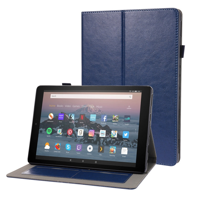 Business Horizontal Flip PU Leather Case with Two-Folding Holder & Card Slots & Pen Slot, For Amazon Kindle Fire HD 10 2021