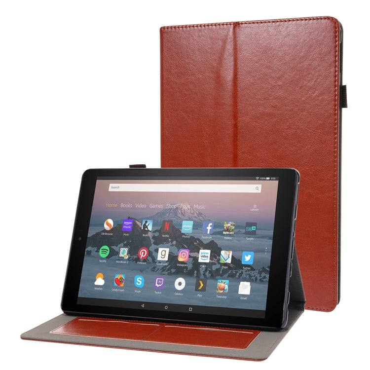 Business Horizontal Flip PU Leather Case with Two-Folding Holder & Card Slots & Pen Slot, For Amazon Kindle Fire HD 10 2021