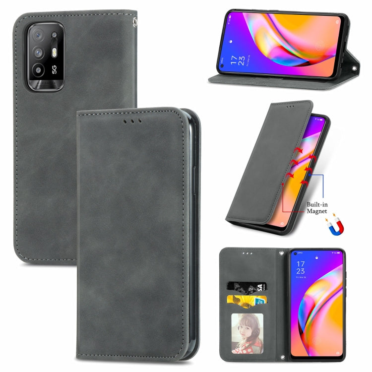 Retro Skin Feel Business Magnetic Horizontal Flip Leather Case With Holder & Card Slots & Wallet & Photo Frame, For OPPO A94 5G, For OPPO A54 5G, For OPPO Reno 5 5G, For OPPO Reno 5 5G X3 Lite, For OPPO Realme C21, For OPPO Realme GT 5G, For Meizu 18