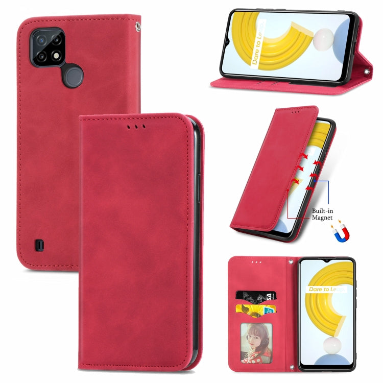 Retro Skin Feel Business Magnetic Horizontal Flip Leather Case With Holder & Card Slots & Wallet & Photo Frame, For OPPO A94 5G, For OPPO A54 5G, For OPPO Reno 5 5G, For OPPO Reno 5 5G X3 Lite, For OPPO Realme C21, For OPPO Realme GT 5G, For Meizu 18