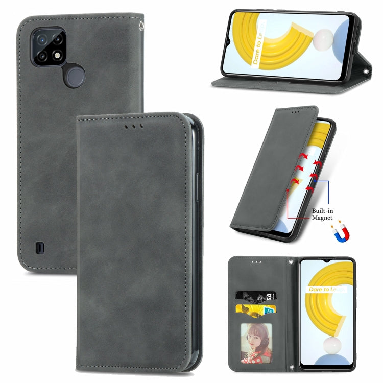 Retro Skin Feel Business Magnetic Horizontal Flip Leather Case With Holder & Card Slots & Wallet & Photo Frame, For OPPO A94 5G, For OPPO A54 5G, For OPPO Reno 5 5G, For OPPO Reno 5 5G X3 Lite, For OPPO Realme C21, For OPPO Realme GT 5G, For Meizu 18