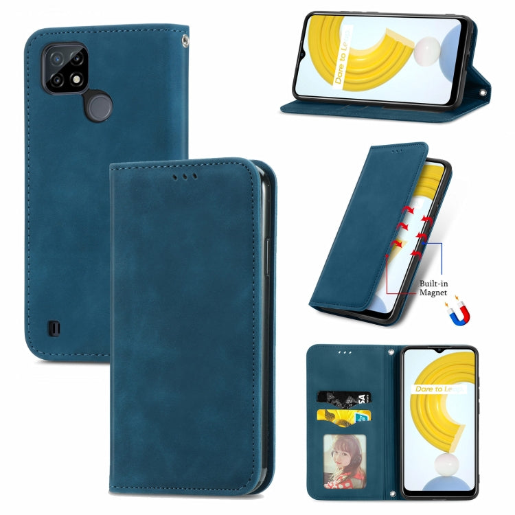 Retro Skin Feel Business Magnetic Horizontal Flip Leather Case With Holder & Card Slots & Wallet & Photo Frame, For OPPO A94 5G, For OPPO A54 5G, For OPPO Reno 5 5G, For OPPO Reno 5 5G X3 Lite, For OPPO Realme C21, For OPPO Realme GT 5G, For Meizu 18