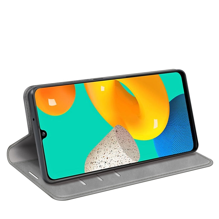For Samsung Galaxy M32 Retro-skin Business Magnetic Suction Leather Case with Holder & Card Slots & Wallet, For Galaxy M32