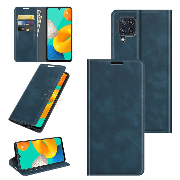 For Samsung Galaxy M32 Retro-skin Business Magnetic Suction Leather Case with Holder & Card Slots & Wallet, For Galaxy M32