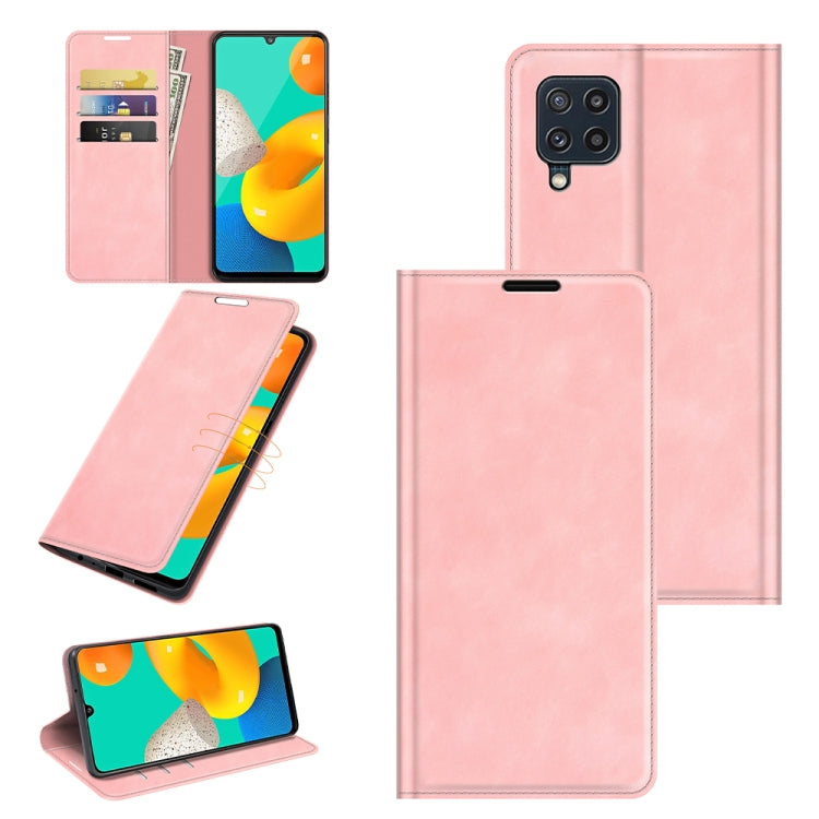 For Samsung Galaxy M32 Retro-skin Business Magnetic Suction Leather Case with Holder & Card Slots & Wallet, For Galaxy M32