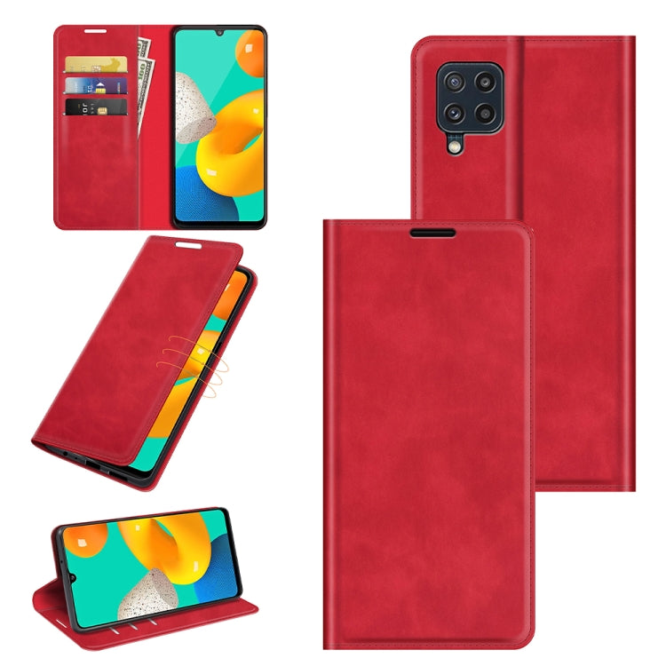 For Samsung Galaxy M32 Retro-skin Business Magnetic Suction Leather Case with Holder & Card Slots & Wallet, For Galaxy M32