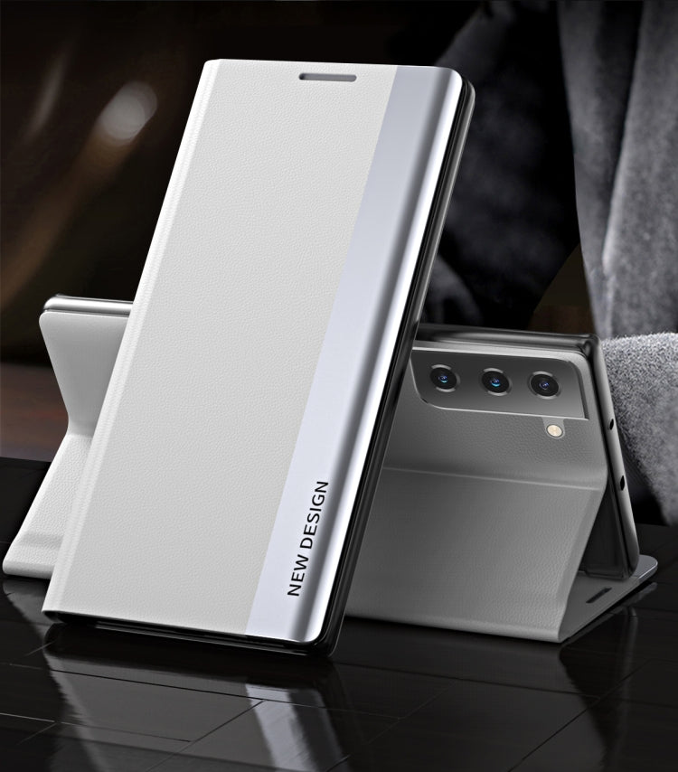 Side Electroplated Magnetic Ultra-Thin Horizontal Flip Leather Case with Holder, For Samsung Galaxy A72 5G / 4G, For Samsung Galaxy S20 FE, For Samsung Galaxy A32 5G, For Samsung Galaxy S21 5G, For Samsung Galaxy S21+ 5G, For Samsung Galaxy S21 Ultra 5...