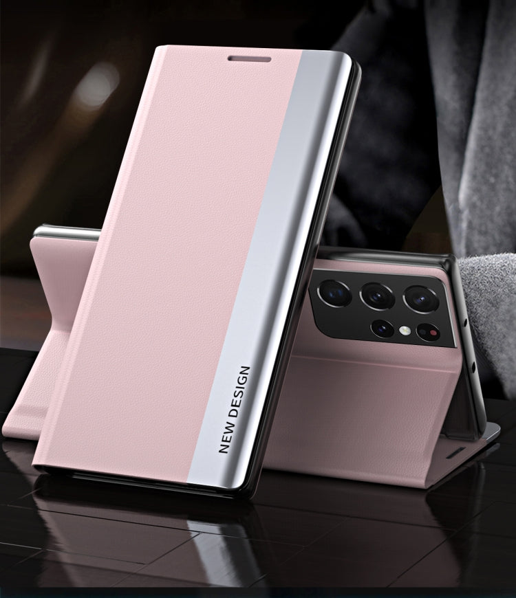 Side Electroplated Magnetic Ultra-Thin Horizontal Flip Leather Case with Holder, For Samsung Galaxy A72 5G / 4G, For Samsung Galaxy S20 FE, For Samsung Galaxy A32 5G, For Samsung Galaxy S21 5G, For Samsung Galaxy S21+ 5G, For Samsung Galaxy S21 Ultra 5...