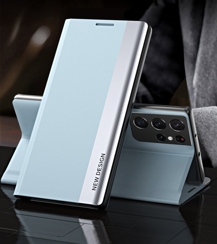 Side Electroplated Magnetic Ultra-Thin Horizontal Flip Leather Case with Holder, For Samsung Galaxy A72 5G / 4G, For Samsung Galaxy S20 FE, For Samsung Galaxy A32 5G, For Samsung Galaxy S21 5G, For Samsung Galaxy S21+ 5G, For Samsung Galaxy S21 Ultra 5...