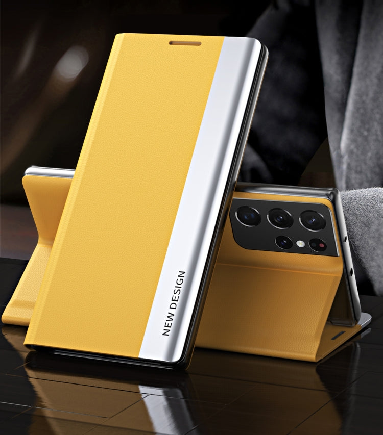 Side Electroplated Magnetic Ultra-Thin Horizontal Flip Leather Case with Holder, For Samsung Galaxy A72 5G / 4G, For Samsung Galaxy S20 FE, For Samsung Galaxy A32 5G, For Samsung Galaxy S21 5G, For Samsung Galaxy S21+ 5G, For Samsung Galaxy S21 Ultra 5...