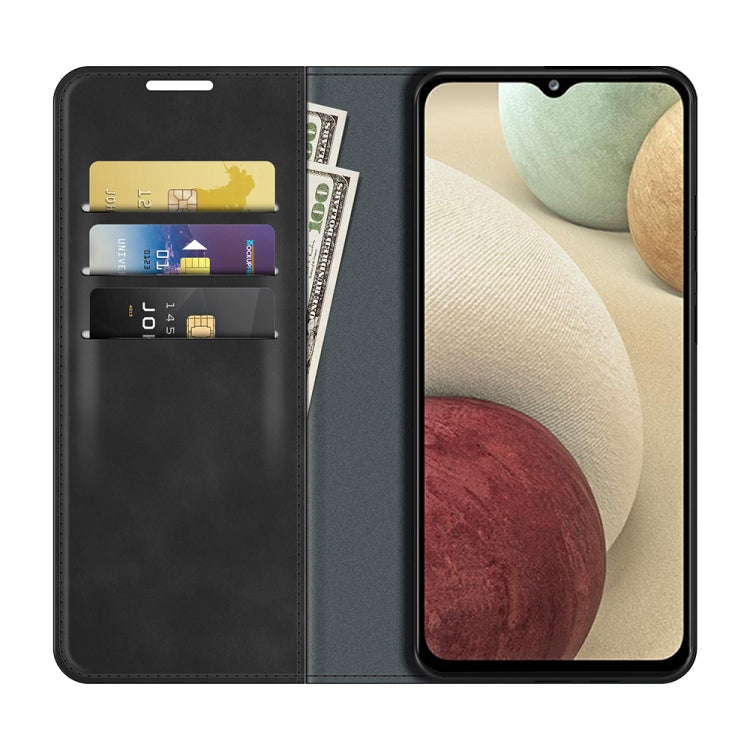 For Samsung Galaxy F12 / M12 Retro-skin Business Magnetic Suction Leather Case with Holder & Card Slots & Wallet, For Galaxy F12 / M12