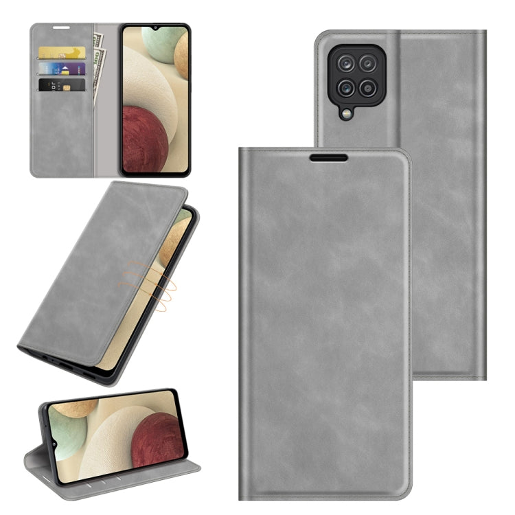 For Samsung Galaxy F12 / M12 Retro-skin Business Magnetic Suction Leather Case with Holder & Card Slots & Wallet, For Galaxy F12 / M12