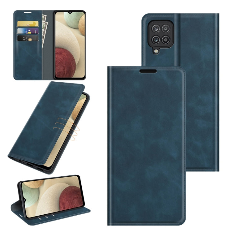 For Samsung Galaxy F12 / M12 Retro-skin Business Magnetic Suction Leather Case with Holder & Card Slots & Wallet, For Galaxy F12 / M12