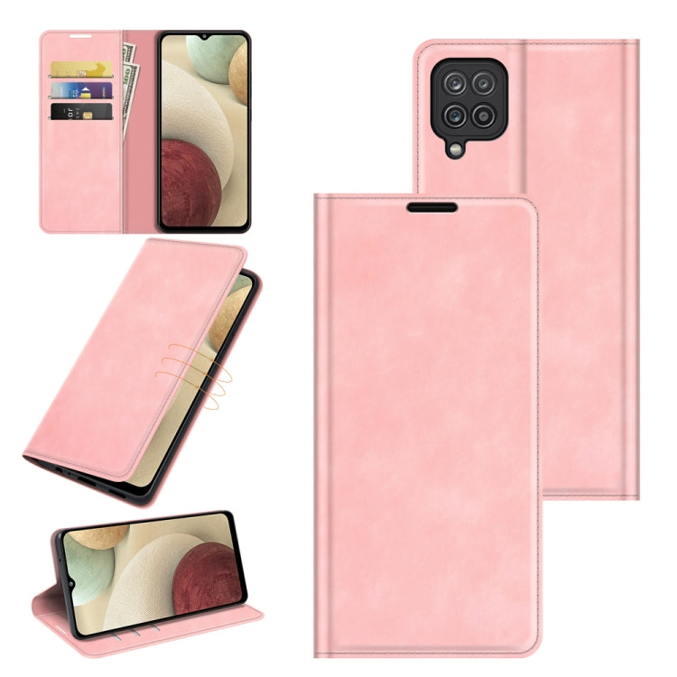 For Samsung Galaxy F12 / M12 Retro-skin Business Magnetic Suction Leather Case with Holder & Card Slots & Wallet, For Galaxy F12 / M12