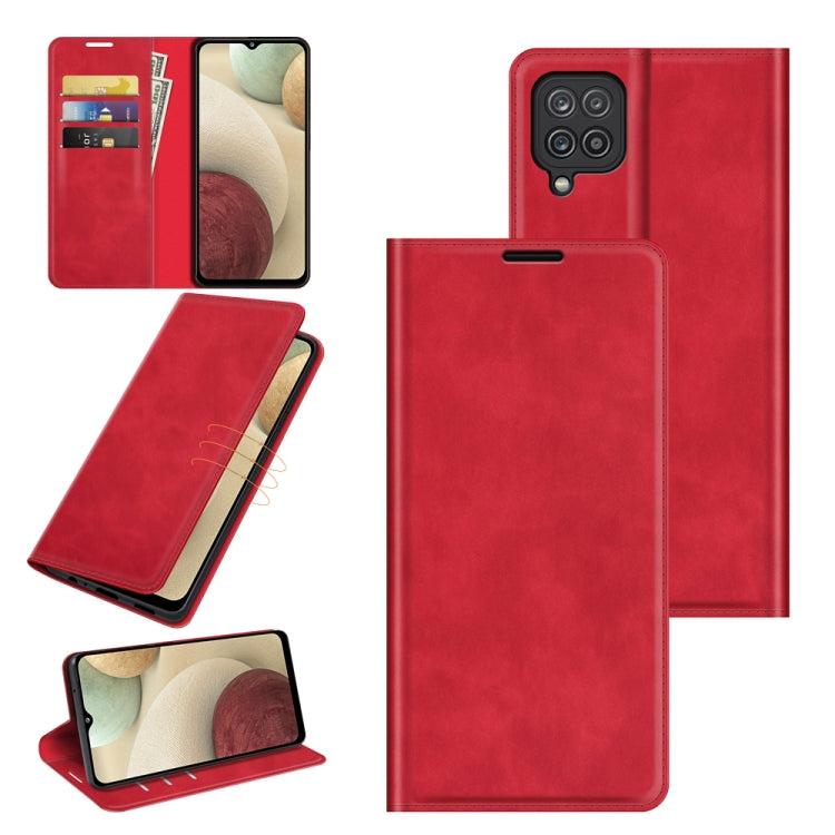 For Samsung Galaxy F12 / M12 Retro-skin Business Magnetic Suction Leather Case with Holder & Card Slots & Wallet, For Galaxy F12 / M12
