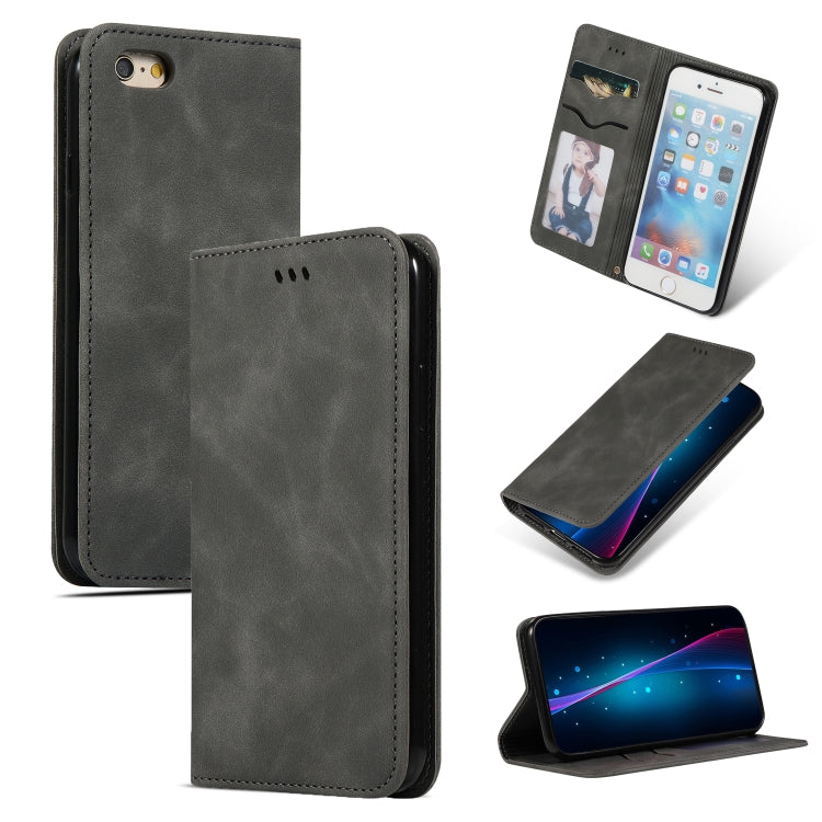 Retro Skin Feel Business Magnetic Horizontal Flip Leather Case for iPhone 6S Plus & 6 Plus, Red, Dark Gray, Navy Blue, Army Green, Brown