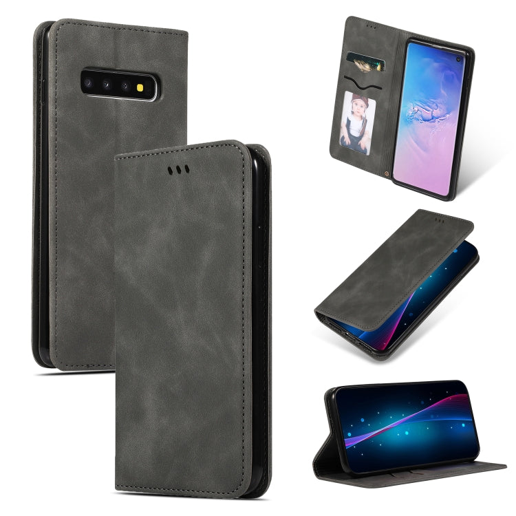 Retro Skin Feel Business Magnetic Horizontal Flip Leather Case for Samsung Galaxy S10三星, Red, Dark Gray, Navy Blue, Army Green, Brown