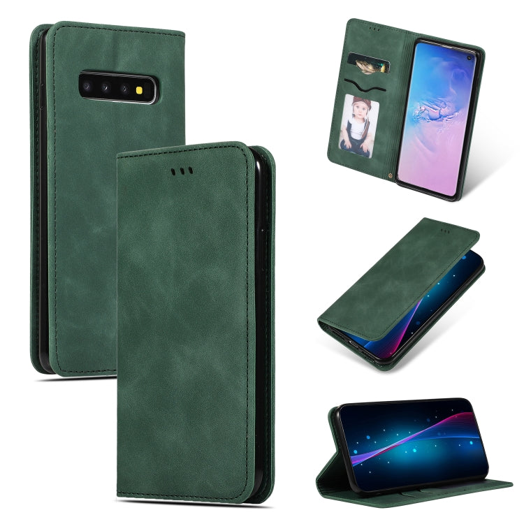 Retro Skin Feel Business Magnetic Horizontal Flip Leather Case for Samsung Galaxy S10三星, Red, Dark Gray, Navy Blue, Army Green, Brown