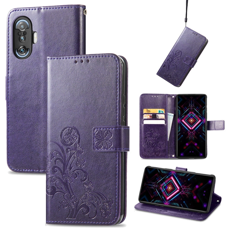 Four-leaf Clasp Embossed Buckle Mobile Phone Protection Leather Case with Lanyard & Card Slot & Wallet & Bracket Function, For Xiaomi Redmi K40 Gaming /Poco F3 GT, For OnePlus 9R, For Doogee X96 Pro, For  Doogee X96 Pro, For Wiko Jerry 4, For vivo V21e...