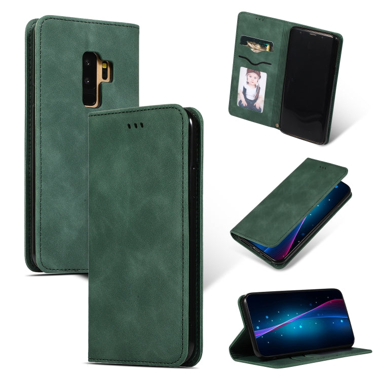 Retro Skin Feel Business Magnetic Horizontal Flip Leather Case for Samsung Galaxy S9 Plus, Red, Dark Gray, Navy Blue, Army Green, Brown