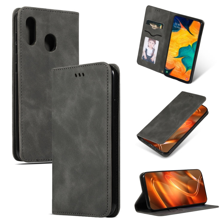 Retro Skin Feel Business Magnetic Horizontal Flip Leather Case for Samsung Galaxy A20 & A30, For Galaxy A20