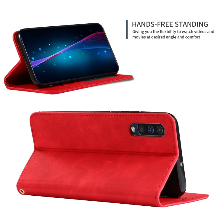 Retro Skin Feel Business Magnetic Horizontal Flip Leather Case for Samsung Galaxy A50三星, Red, Dark Gray, Navy Blue, Army Green, Brown