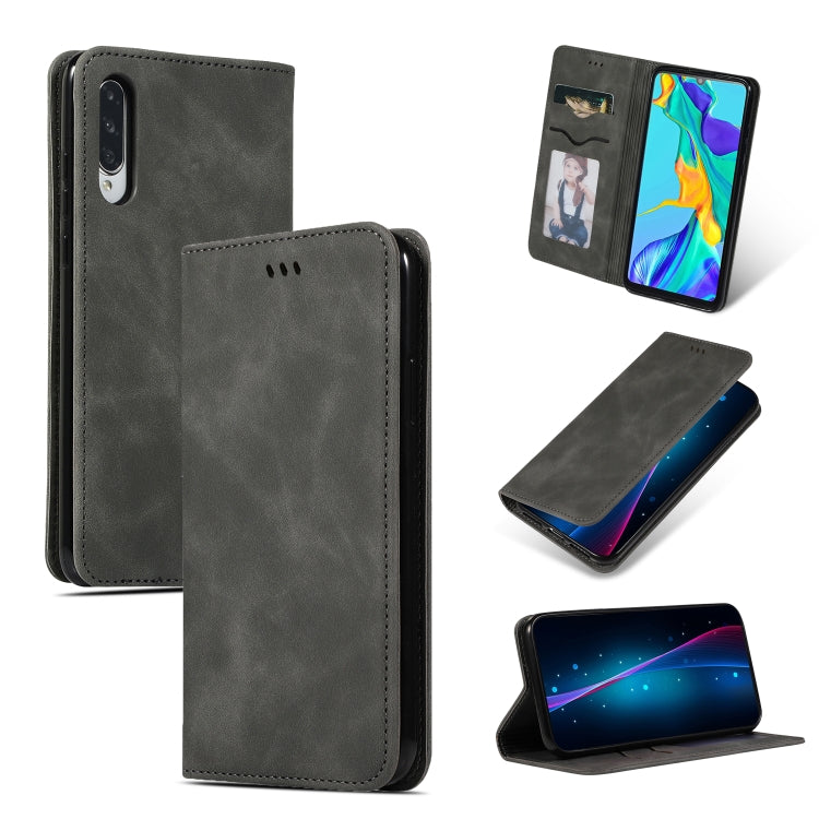Retro Skin Feel Business Magnetic Horizontal Flip Leather Case for Huawei P30, Red, Dark Gray, Navy Blue, Army Green, Brown