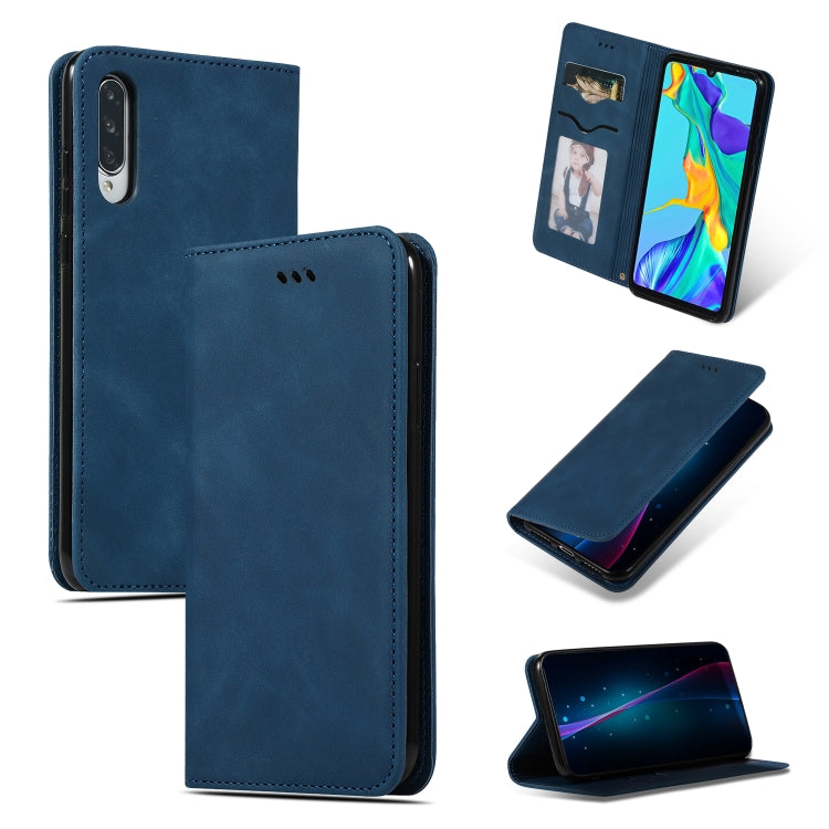 Retro Skin Feel Business Magnetic Horizontal Flip Leather Case for Huawei P30, Red, Dark Gray, Navy Blue, Army Green, Brown