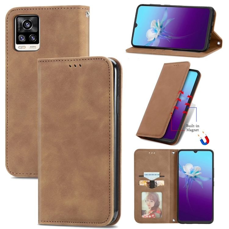 Retro Skin Feel Business Magnetic Horizontal Flip Leather Case with Holder & Card Slots & Wallet & Photo Frame, For vivo V21, For vivo V20 2021, For vivo S10/ S10 Pro, For vivo S7, For vivo S7 E, For LG Velvet 2 Pro, For Huawei Bova 8 SE Youth         ...