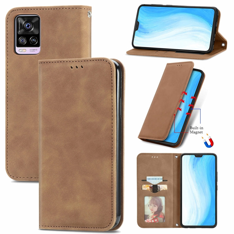 Retro Skin Feel Business Magnetic Horizontal Flip Leather Case with Holder & Card Slots & Wallet & Photo Frame, For vivo V21, For vivo V20 2021, For vivo S10/ S10 Pro, For vivo S7, For vivo S7 E, For LG Velvet 2 Pro, For Huawei Bova 8 SE Youth         ...