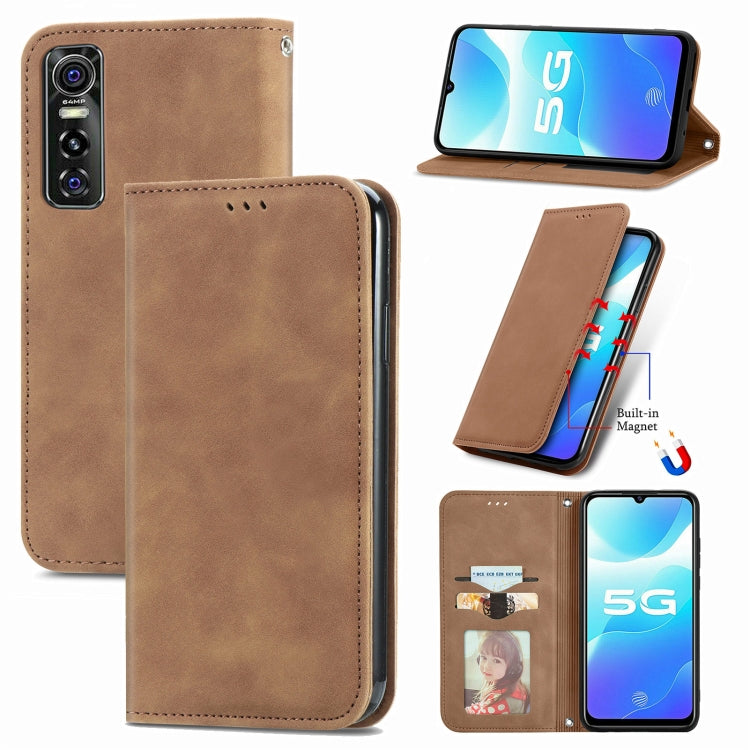 Retro Skin Feel Business Magnetic Horizontal Flip Leather Case with Holder & Card Slots & Wallet & Photo Frame, For vivo V21, For vivo V20 2021, For vivo S10/ S10 Pro, For vivo S7, For vivo S7 E, For LG Velvet 2 Pro, For Huawei Bova 8 SE Youth         ...