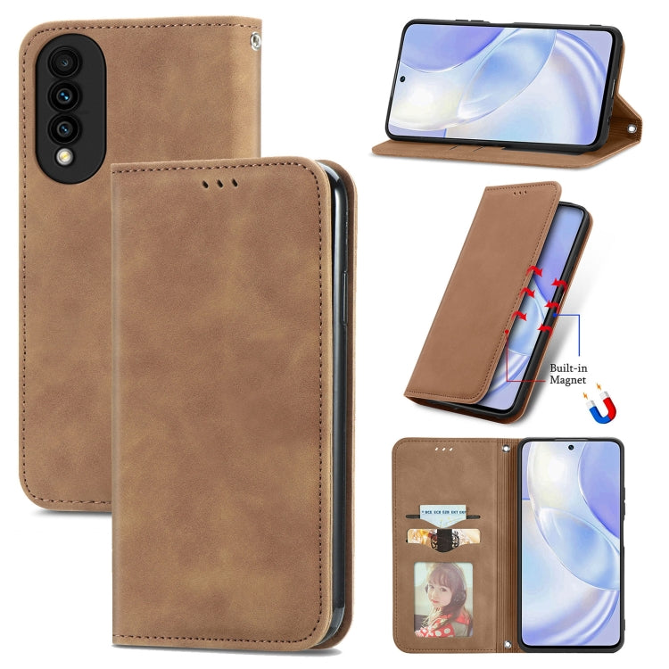 Retro Skin Feel Business Magnetic Horizontal Flip Leather Case with Holder & Card Slots & Wallet & Photo Frame, For vivo V21, For vivo V20 2021, For vivo S10/ S10 Pro, For vivo S7, For vivo S7 E, For LG Velvet 2 Pro, For Huawei Bova 8 SE Youth         ...
