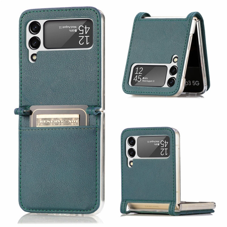 Litchi Pattern Folding Leather Shockproof Card All-inclusive Case, For Samsung Galaxy Z Flip3 5G