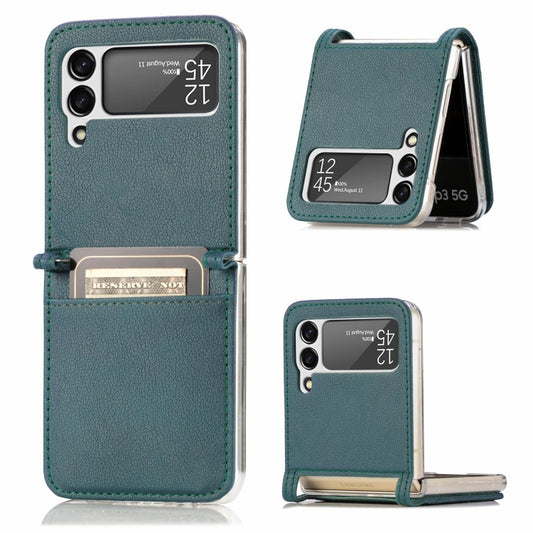 Litchi Pattern Folding Leather Shockproof Card All-inclusive Case, For Samsung Galaxy Z Flip3 5G