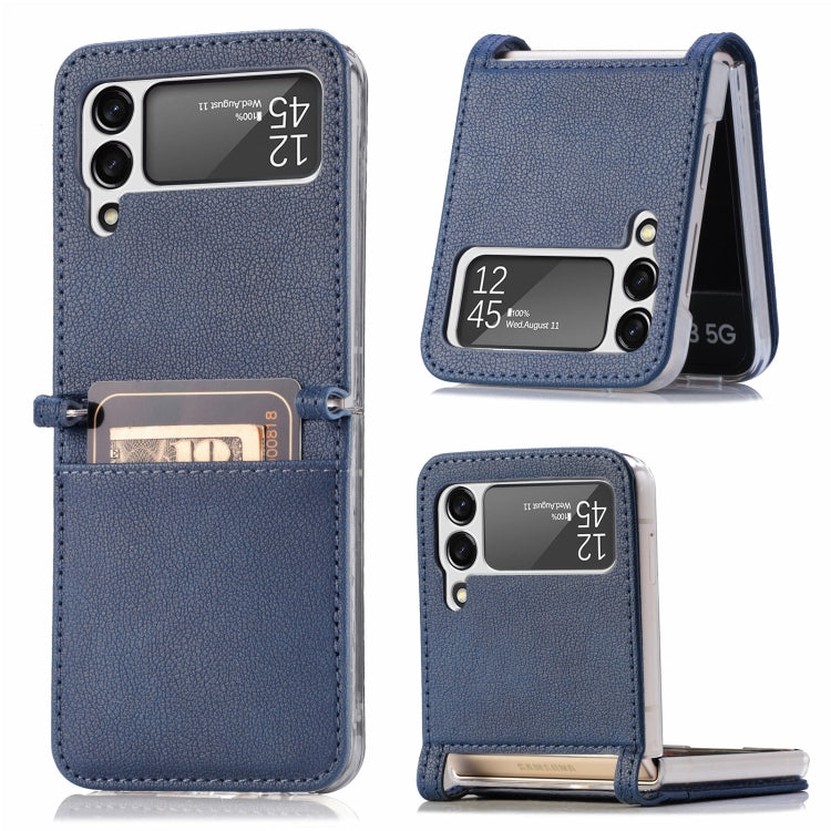 Litchi Pattern Folding Leather Shockproof Card All-inclusive Case, For Samsung Galaxy Z Flip3 5G