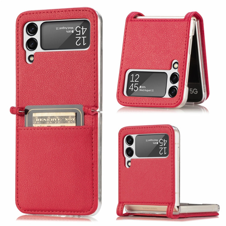 Litchi Pattern Folding Leather Shockproof Card All-inclusive Case, For Samsung Galaxy Z Flip3 5G