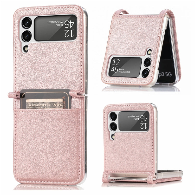 Litchi Pattern Folding Leather Shockproof Card All-inclusive Case, For Samsung Galaxy Z Flip3 5G