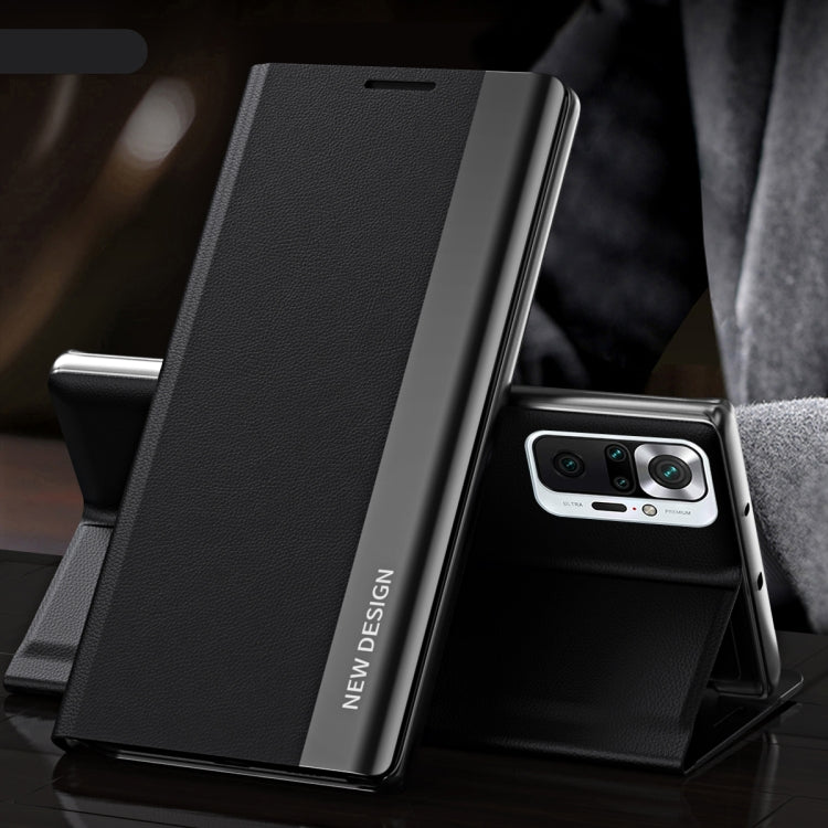 Side Electroplated Magnetic Ultra-Thin Horizontal Flip Leather Case with Holder, For Xiaomi Redmi 10, For Xiaomi Redmi Note 10 5G, For Xiaomi Redmi Note10 4G, For Xiaomi Redmi 9A, For Xiaomi Redmi 9C, For Xiaomi Redmi Note 9 Pro Max